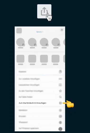 Installation auf iOS (Safari-Freigabemenü)